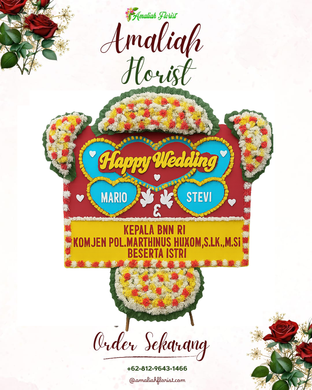 Papan Bunga Pernikahan Bodeh